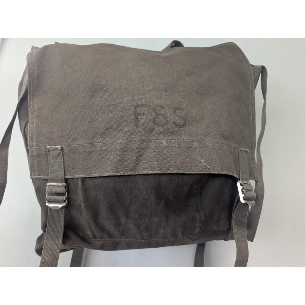 Vintage Military Canvas Shoulder Bag Olive Drab Field Utility Satchel FSS